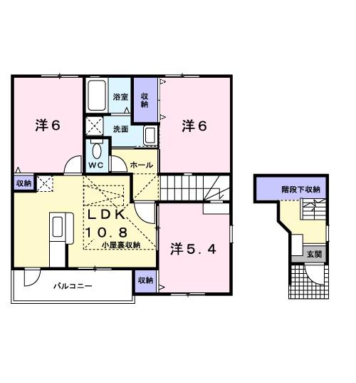 シャルマンA(3LDK/2階)の間取り写真