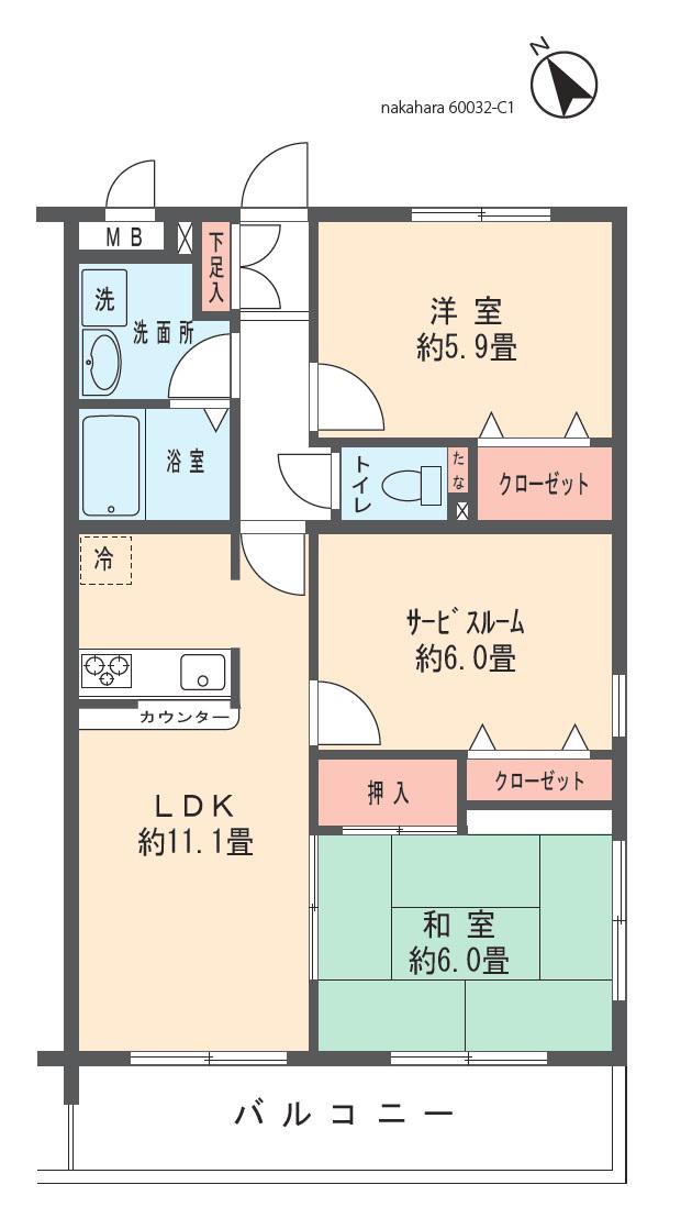 カーサ・アレグリア(3LDK/1階)の間取り写真