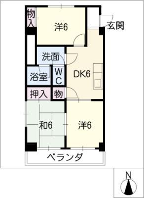 なごやセントポリア(3DK/3階)の間取り写真