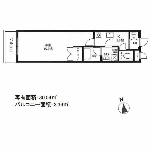 セレーノS2(1K/2階)の間取り写真