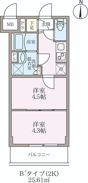 ラヴィエール住吉駅前(2K/3階)の間取り写真