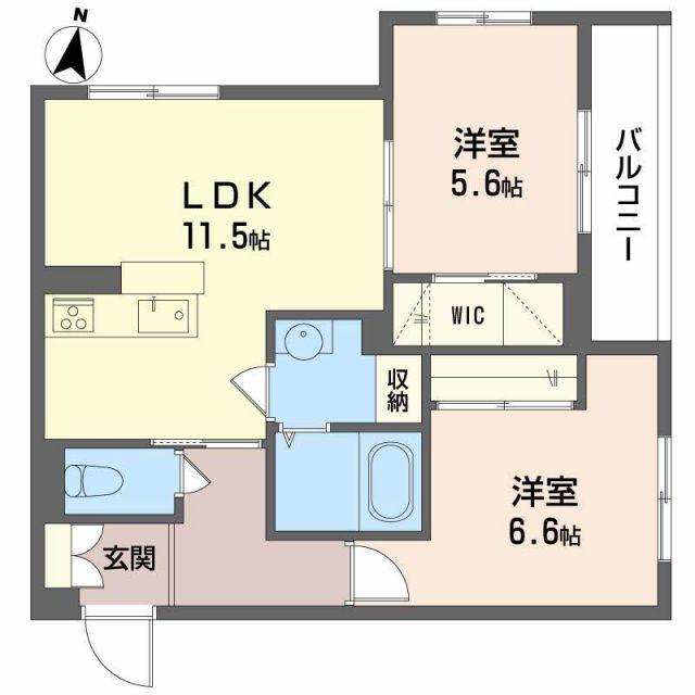 ベレオけやき(2LDK/2階)の間取り写真