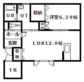 コスモ東神楽II(1LDK/2階)の間取り写真