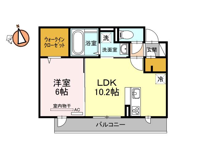 ジャスミンHYM II(1LDK/2階)の間取り写真