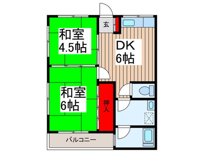 第三大竹マンション(2DK/2階)の間取り写真