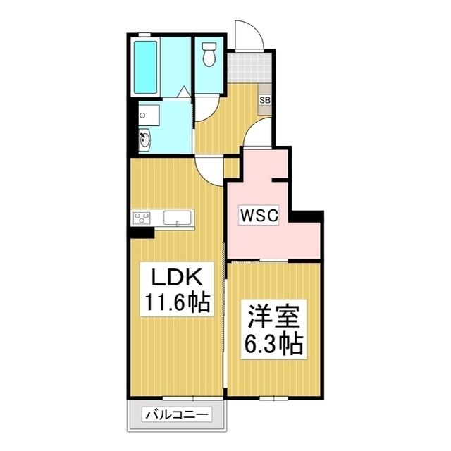 GRANDE広丘 C棟(1LDK/1階)の間取り写真