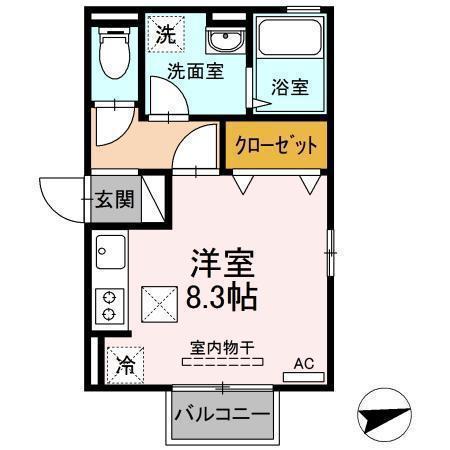 コアハウス(ワンルーム/1階)の間取り写真