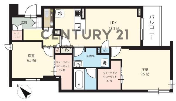 ノーブルヒル宮崎(2LDK/2階)の間取り写真