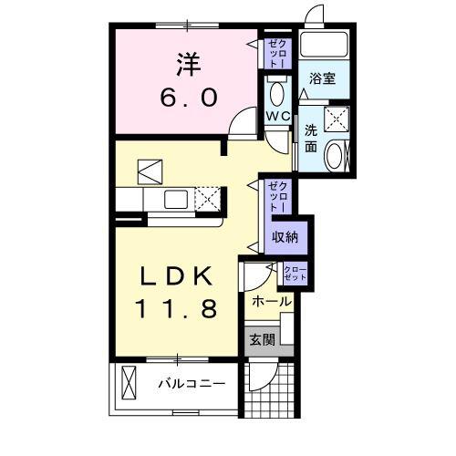ＪＲ東北本線 南仙台駅 徒歩27分 2階建 築16年(1LDK/1階)の間取り写真