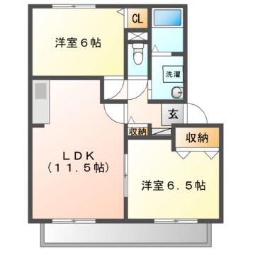 アムールK(2LDK/1階)の間取り写真