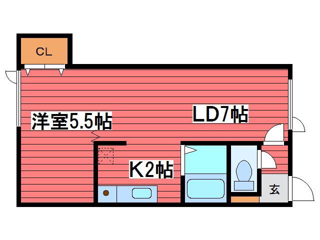コンフォール札幌(1LDK/2階)の間取り写真