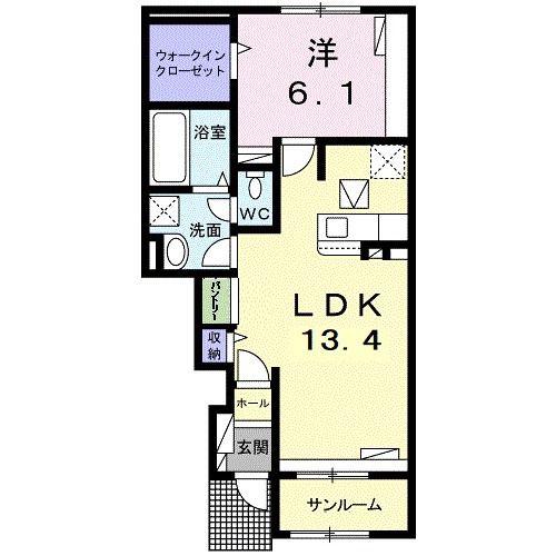 リバティ16(1LDK/1階)の間取り写真