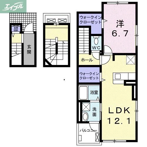 ベルフレーシュI(1LDK/3階)の間取り写真