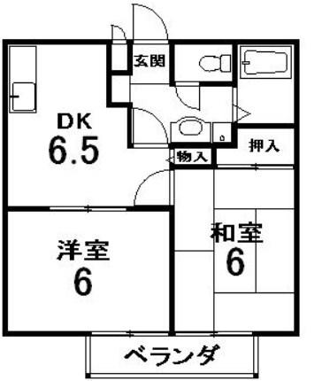 ウィンディアコリーヌA棟(2DK/1階)の間取り写真