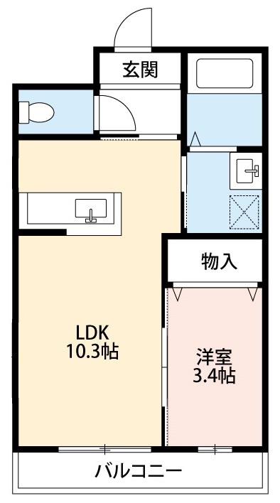 ラ・ペジブル(1LDK/2階)の間取り写真