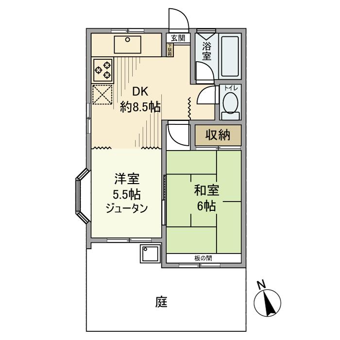 太陽の森マンション パート102(2DK/1階)の間取り写真