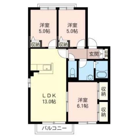 オークタウン川越B(3LDK/1階)の間取り写真