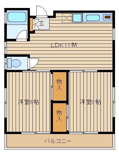 エスコートオノプラザ(2LDK/2階)の間取り写真