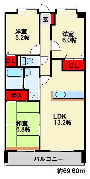 ミラドールF(3LDK/8階)の間取り写真
