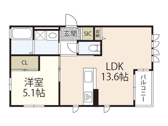 セントラル古江II(1LDK/1階)の間取り写真
