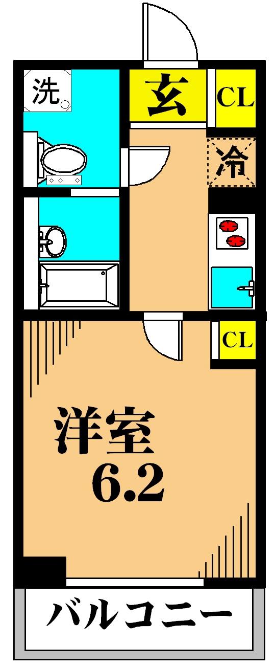 ダイヤモンドタワー西小山(1K/7階)の間取り写真