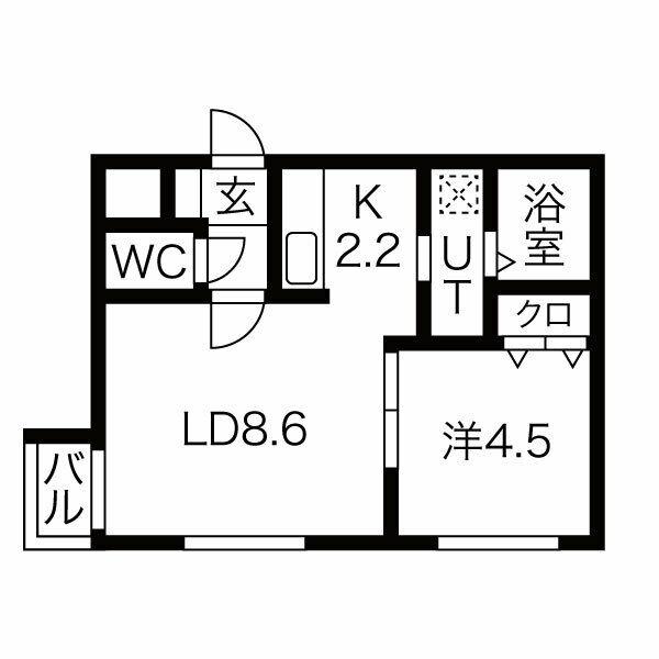 スリーナインYG(1LDK/1階)の間取り写真