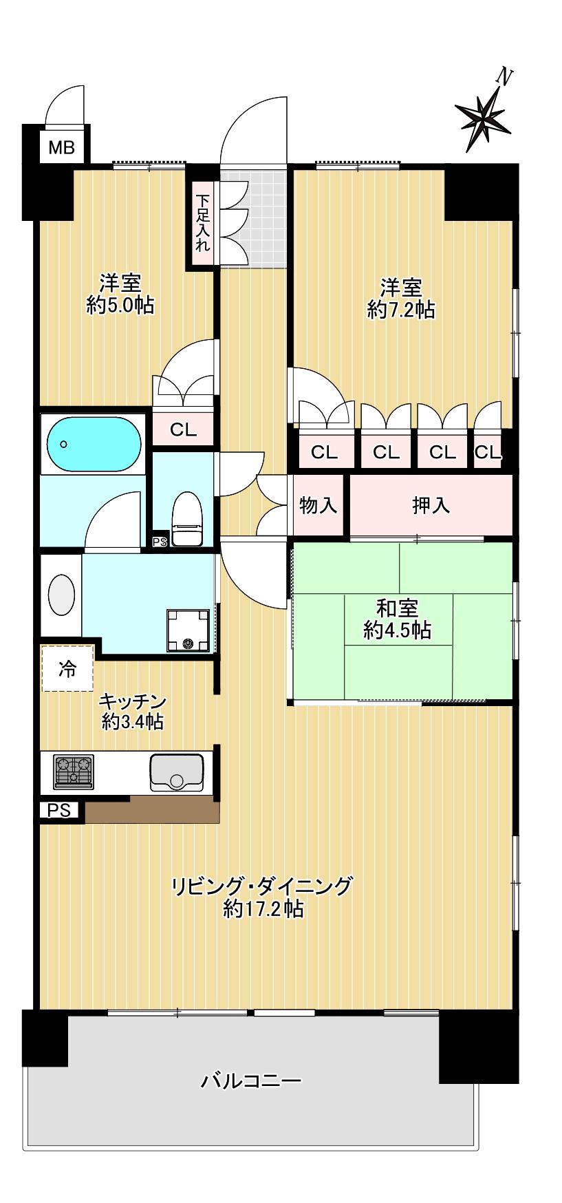 リビオ堺ステーションシティ(3LDK/12階)の間取り写真