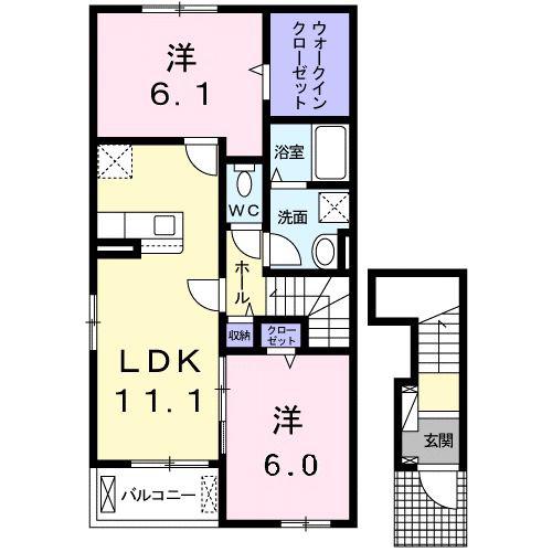 エテルナ D(2LDK/2階)の間取り写真
