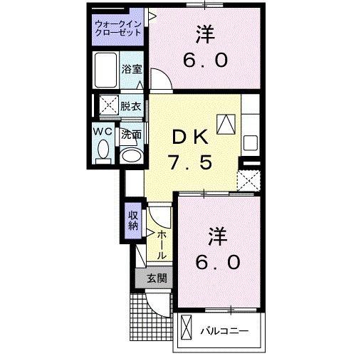 K-SUNS黒川A(2DK/1階)の間取り写真