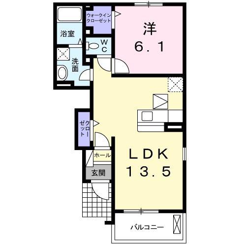 グランドールA(1LDK/1階)の間取り写真