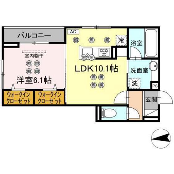 CASA PINO(1LDK/2階)の間取り写真
