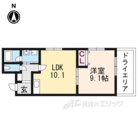 クレアーレ五条大宮(1LDK/B1階)の間取り写真