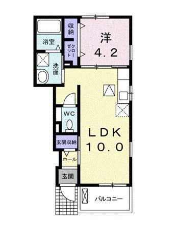 エルファロ B(1LDK/1階)の間取り写真
