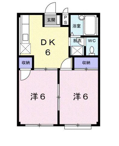 レジデンス伏見1(2DK/1階)の間取り写真