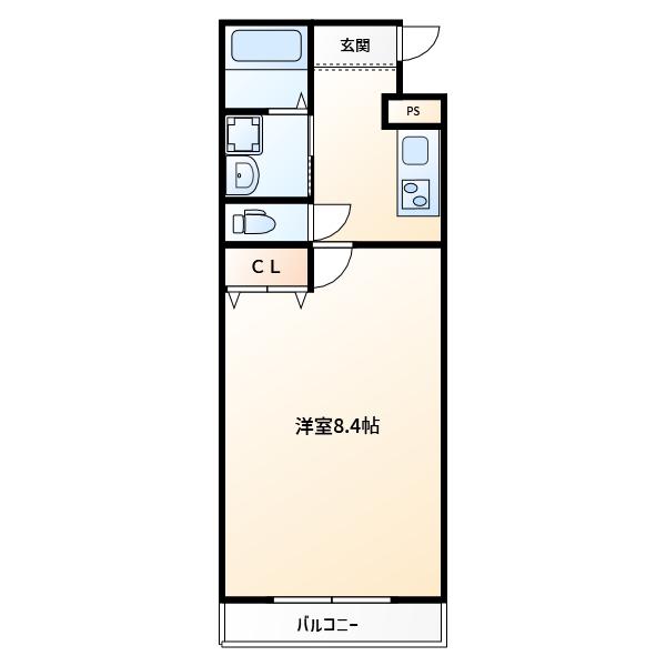 ハートフル岡場ノース(1K/1階)の間取り写真