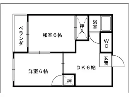 富沢ハイツ(2DK/2階)の間取り写真