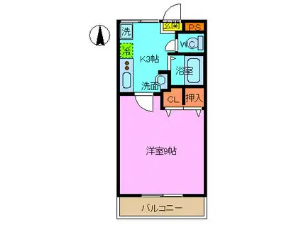 九州ホーム21ビル(1K/3階)の間取り写真