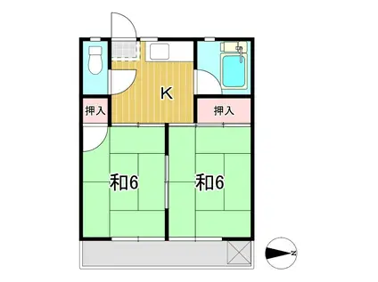 関アパート(2K/2階)の間取り写真