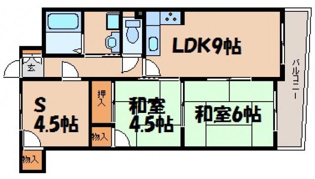 ドゥエルスミダカニハラ(2SLDK/1階)の間取り写真