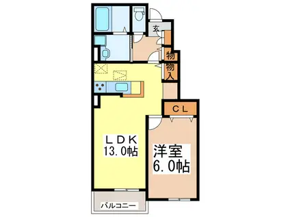 チロリアンコッティII C(1LDK/1階)の間取り写真