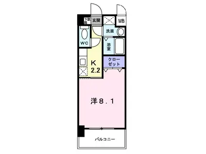 サンシャインKAWAOKA(1K/4階)の間取り写真