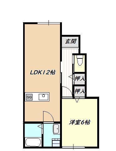 HEIGHTS光容A棟(1LDK/1階)の間取り写真