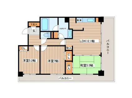 レジディアタワー仙台(3LDK/9階)の間取り写真