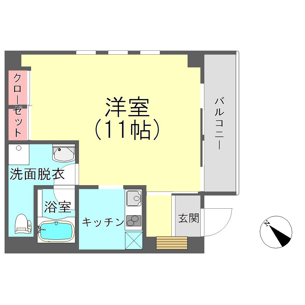 ショゼ田町(1K/3階)の間取り写真