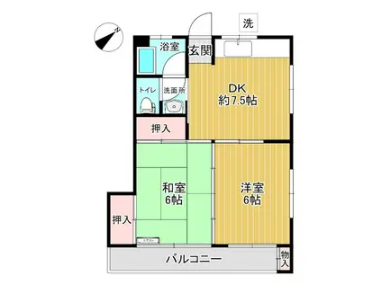 三山マンション(2DK/2階)の間取り写真