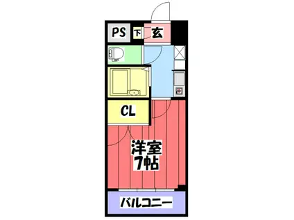 セントラルハイツ筒井(1K/4階)の間取り写真