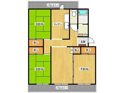 クロノス13八代高田(3LDK/1階)の間取り写真