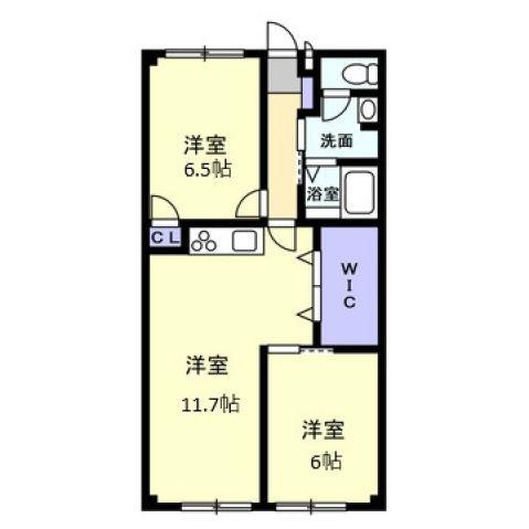 フォブール大井A(2LDK/2階)の間取り写真