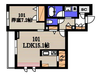 コンドミニオ エテルナ(1LDK/1階)の間取り写真