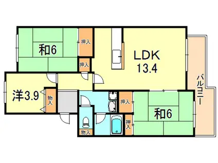 シティハイツ狩口(3LDK/4階)の間取り写真